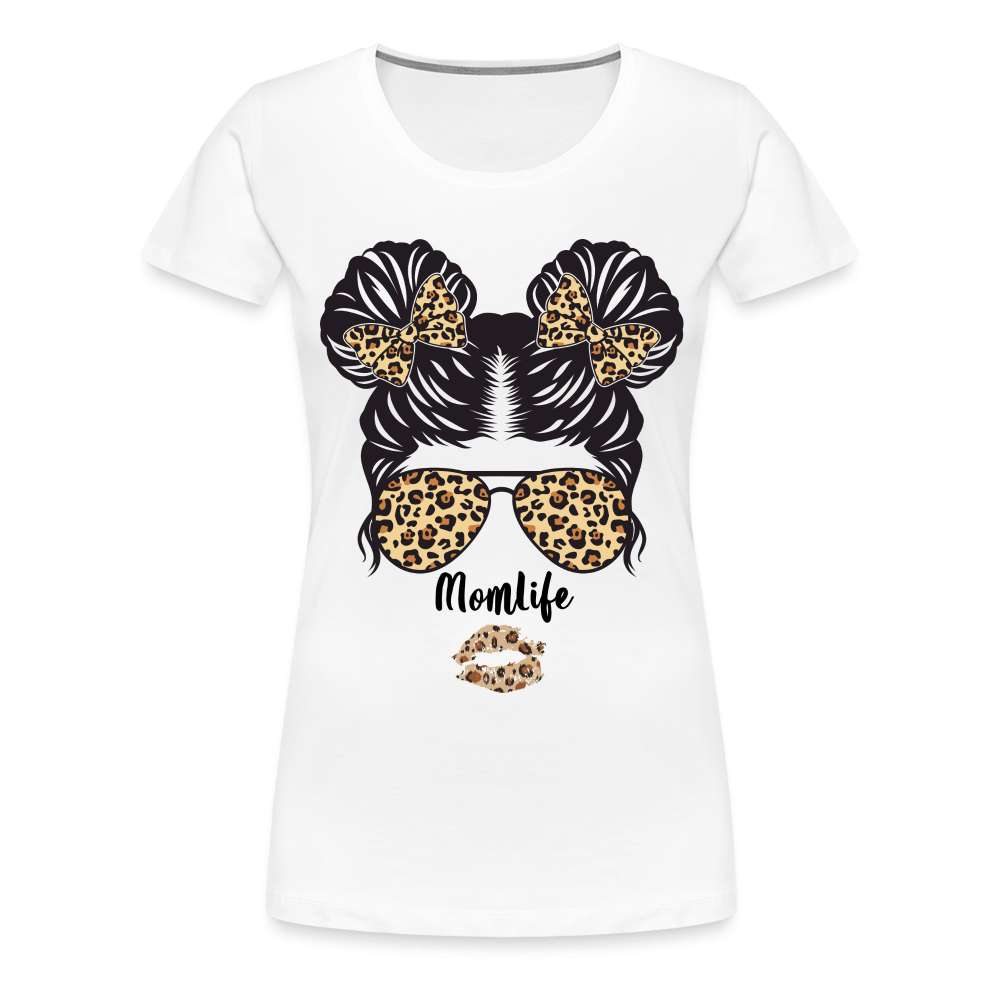 Mom Life Messy Bun - Mutter Mama Frauen Premium T-Shirt - weiß