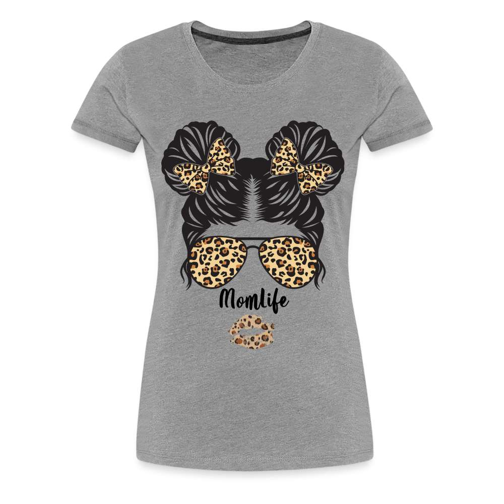 Mom Life Messy Bun - Mutter Mama Frauen Premium T-Shirt - Grau meliert