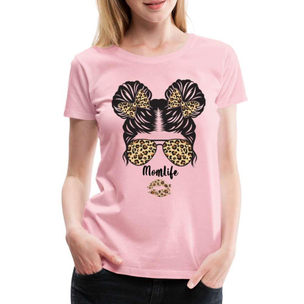 Mom Life Messy Bun - Mutter Mama Frauen Premium T-Shirt - Hellrosa