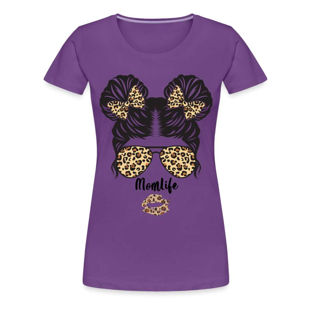 Mom Life Messy Bun - Mutter Mama Frauen Premium T-Shirt - Lila