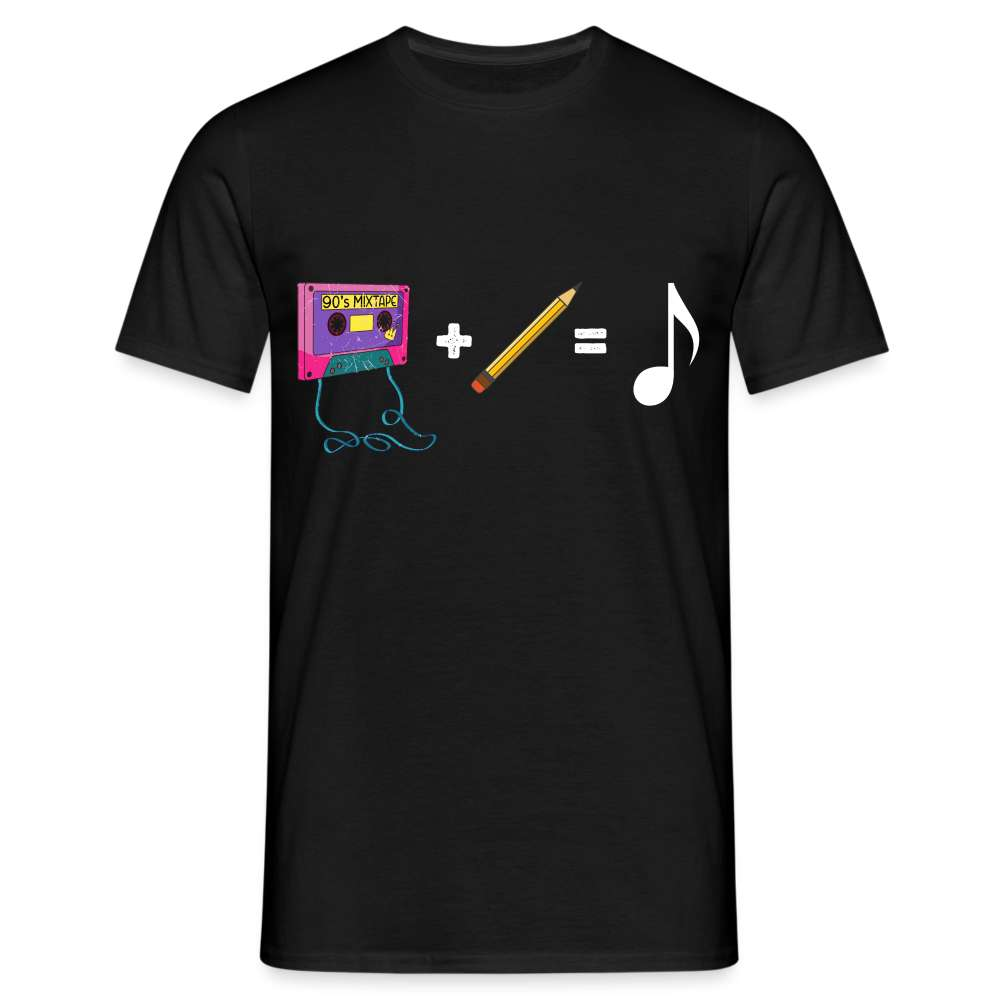 Retro Musik Kassette Bleistift Bandsalat Lustiges T-Shirt - Schwarz