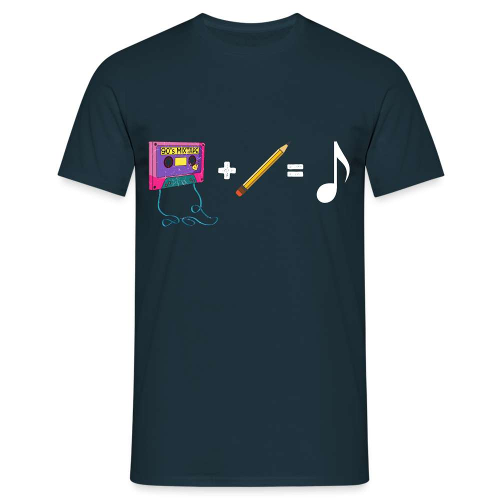 Retro Musik Kassette Bleistift Bandsalat Lustiges T-Shirt - Navy
