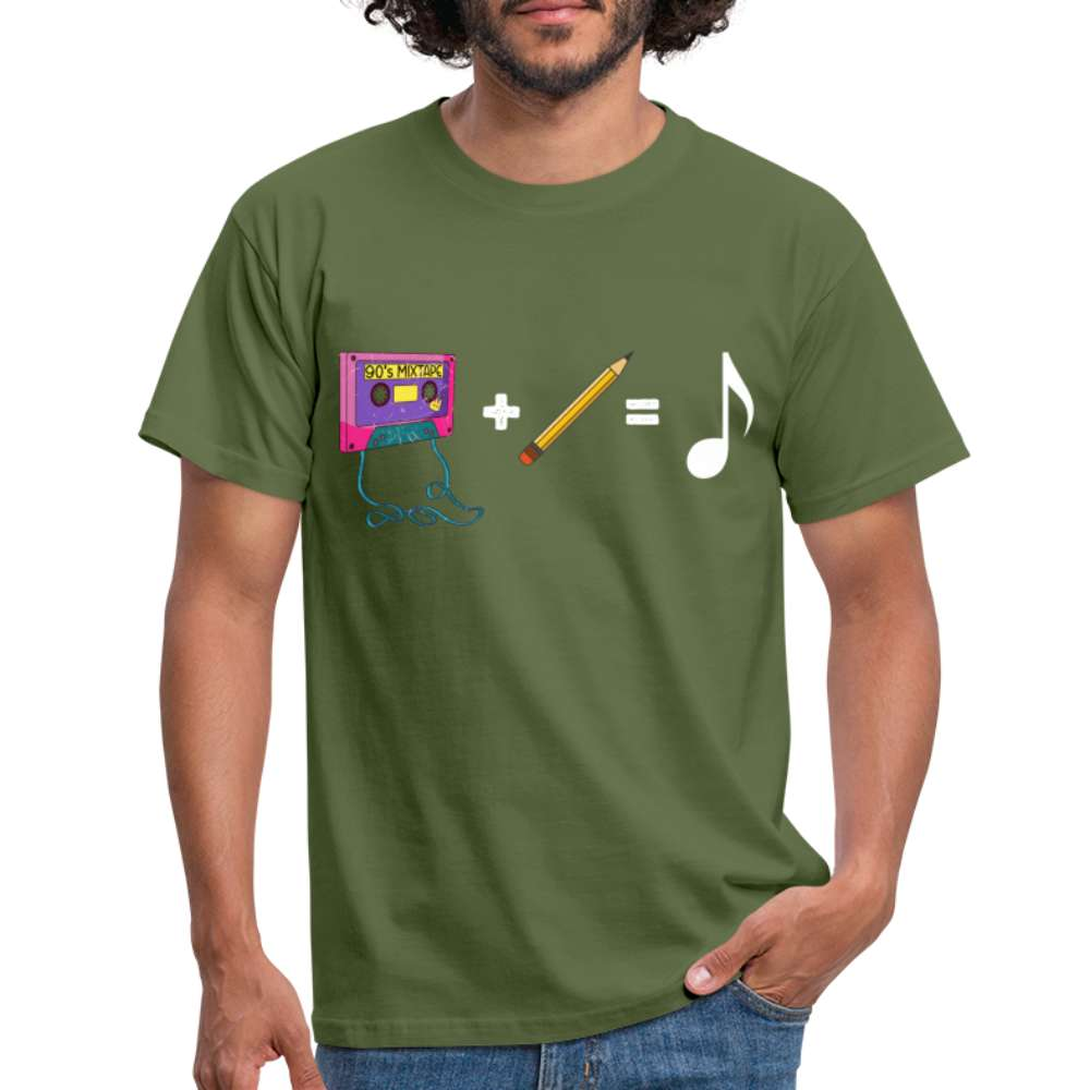 Retro Musik Kassette Bleistift Bandsalat Lustiges T-Shirt - Militärgrün
