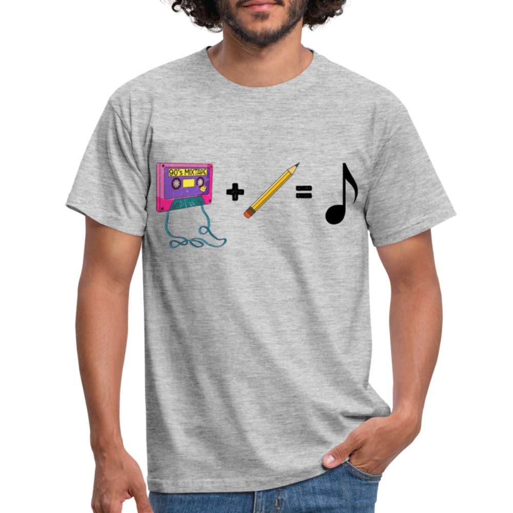 Retro Musik Kassette Bleistift Bandsalat Lustiges T-Shirt - Grau meliert