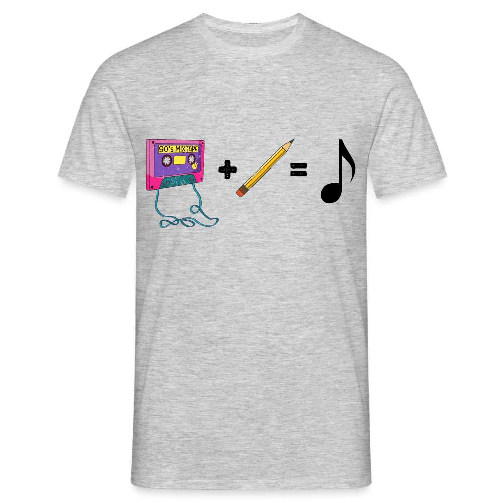 Retro Musik Kassette Bleistift Bandsalat Lustiges T-Shirt - Grau meliert