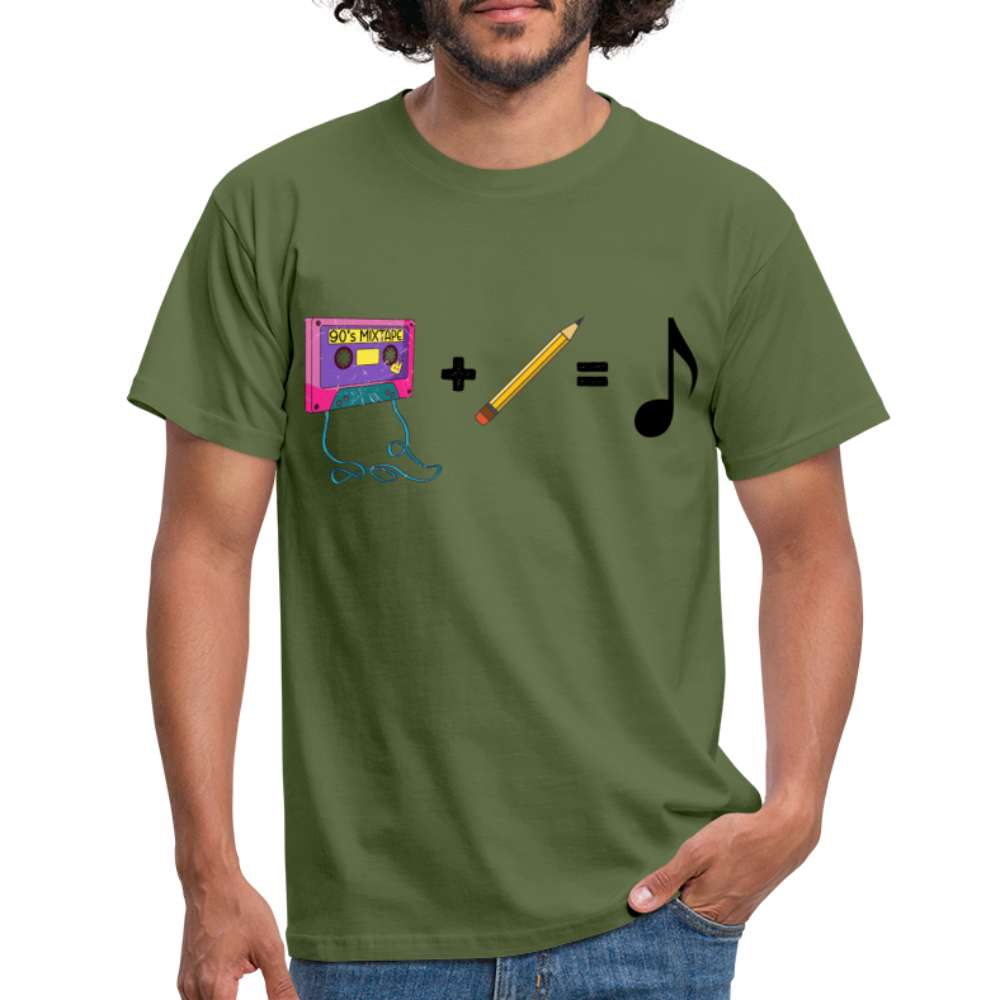 Retro Musik Kassette Bleistift Bandsalat Lustiges T-Shirt - Militärgrün