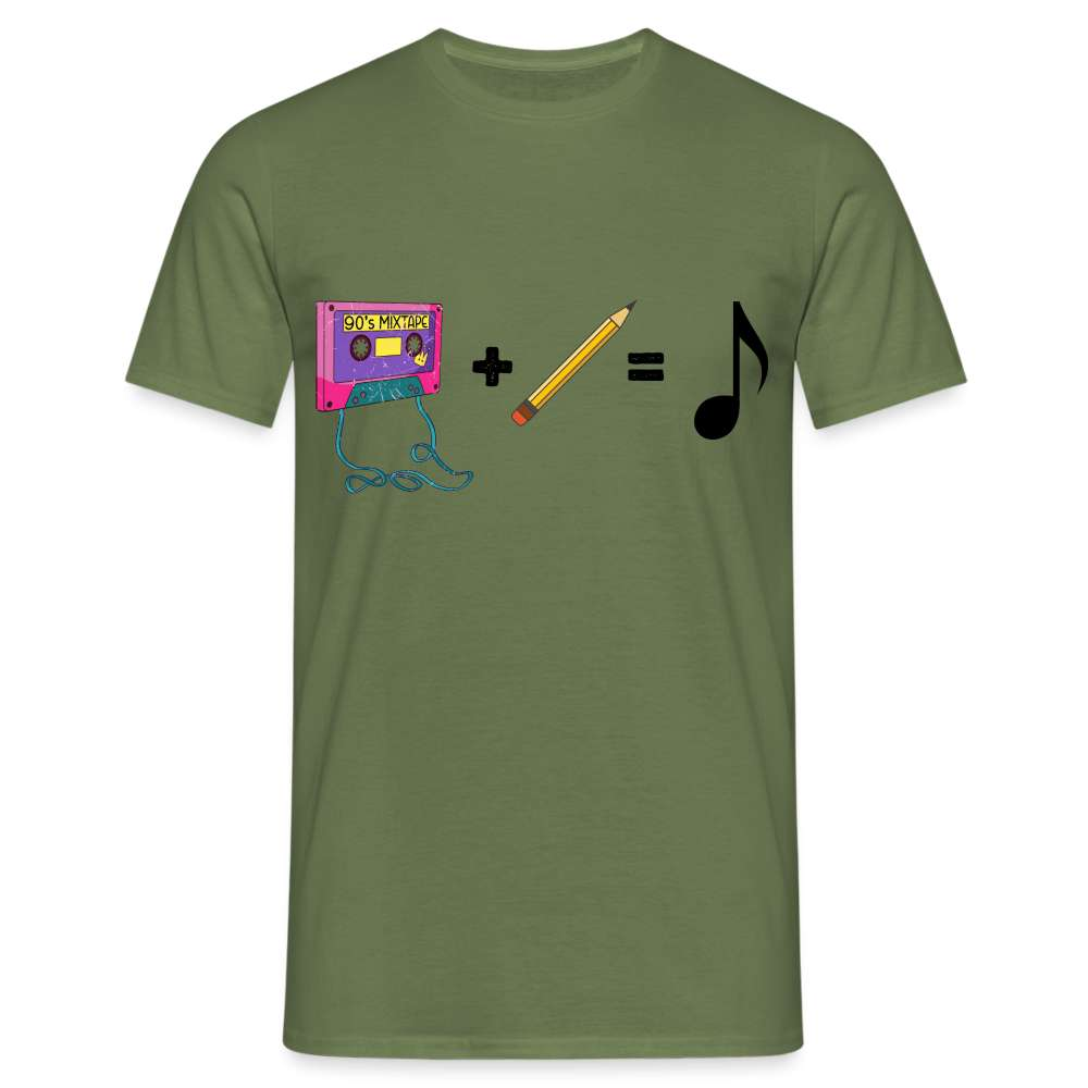 Retro Musik Kassette Bleistift Bandsalat Lustiges T-Shirt - Militärgrün