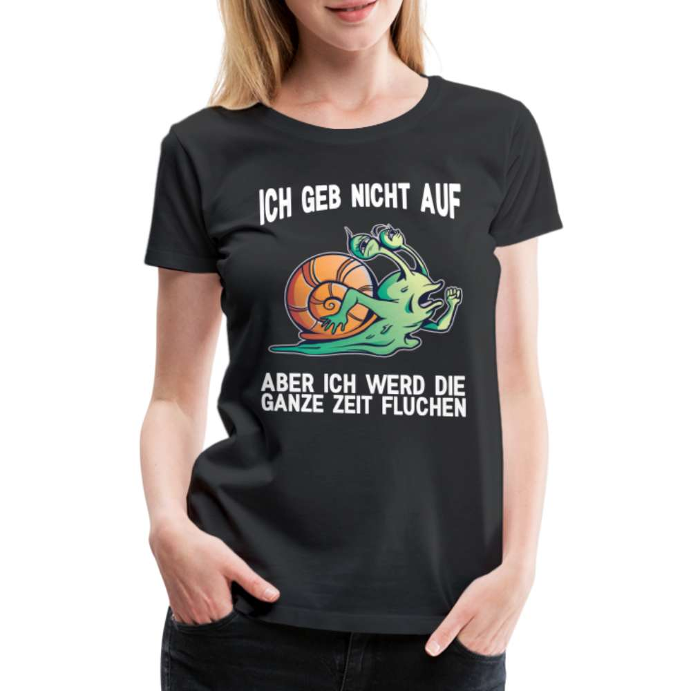 Lustige Schnecke Laufen Rennen Ich geb nicht auf Frauen Premium T-Shirt - Schwarz