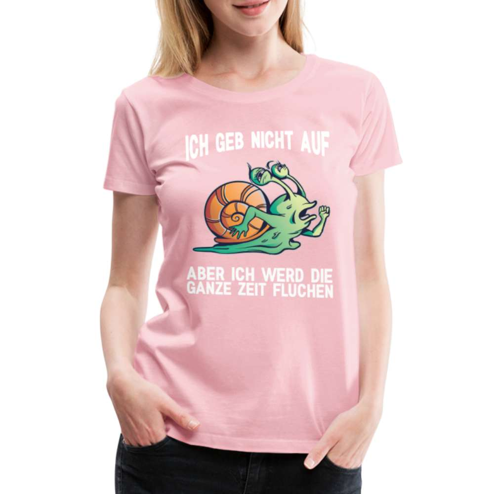 Lustige Schnecke Laufen Rennen Ich geb nicht auf Frauen Premium T-Shirt - Hellrosa