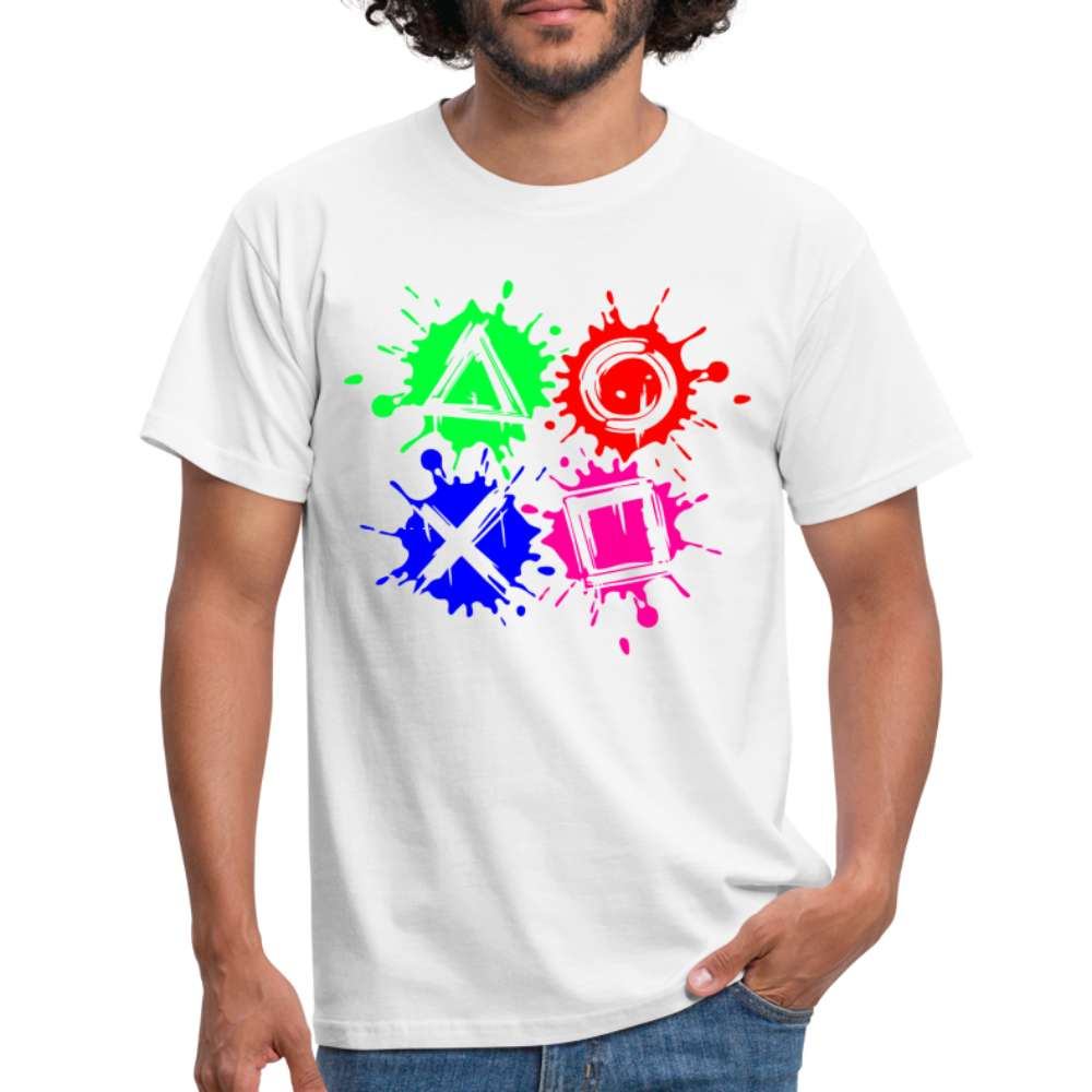 Gamer Shirt Gaming Controller Tasten T-Shirt - weiß