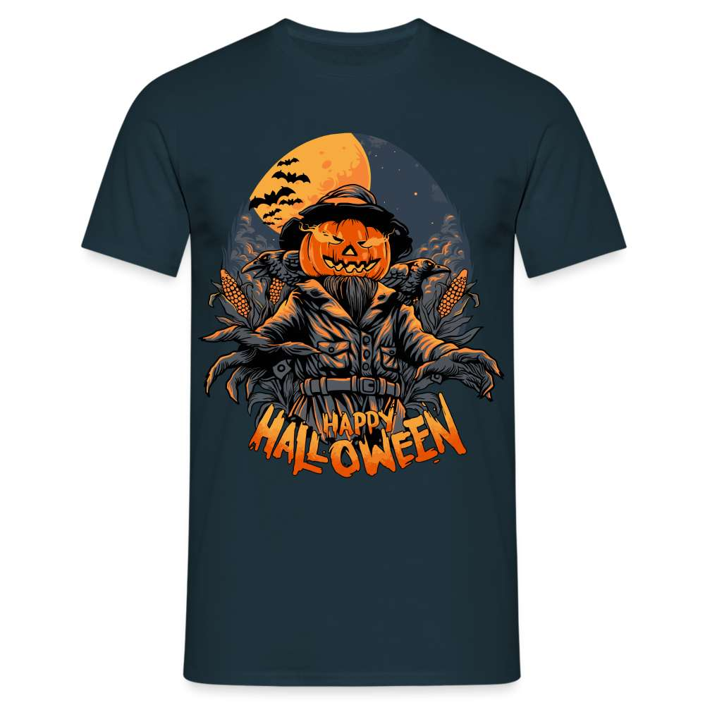 Halloween Kostüm Shirt Horror Kürbis Vogelscheuche Lustiges T-Shirt - Navy