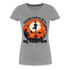 Halloween Hexe Yoga auf Besen Lustiges Frauen Premium T-Shirt - Grau meliert