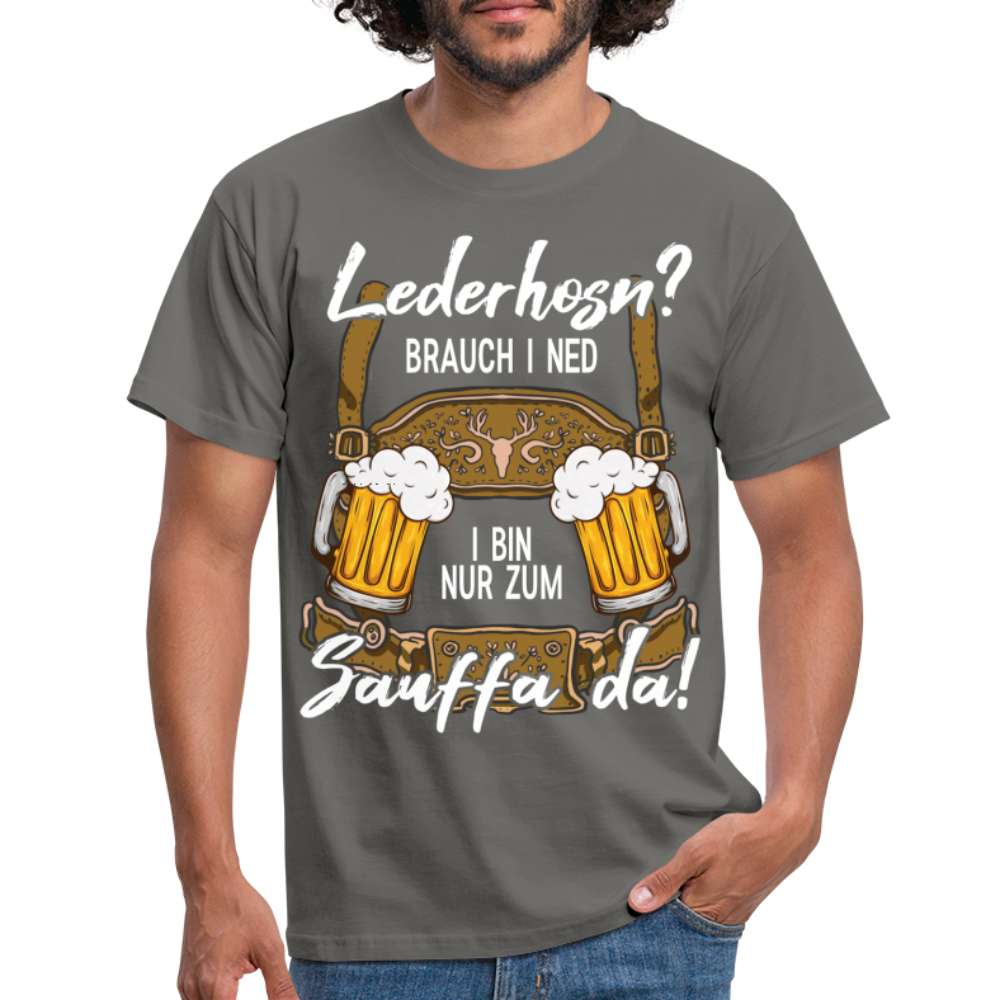 Trachten Shirt Lederhose passend für Oktoberfest Lustiges T-Shirt - Graphit