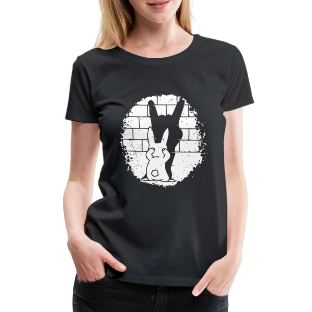 Hase Häschen Schatten Rock Horns Lustiges Frauen Premium T-Shirt - Schwarz