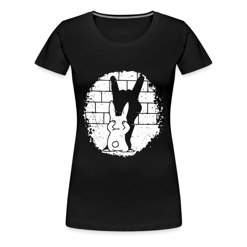 Hase Häschen Schatten Rock Horns Lustiges Frauen Premium T-Shirt - Schwarz