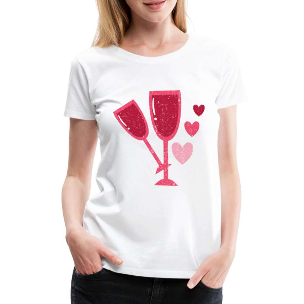 Wein Liebhaberin Wein Gläser und Herzen Frauen Premium T-Shirt - weiß