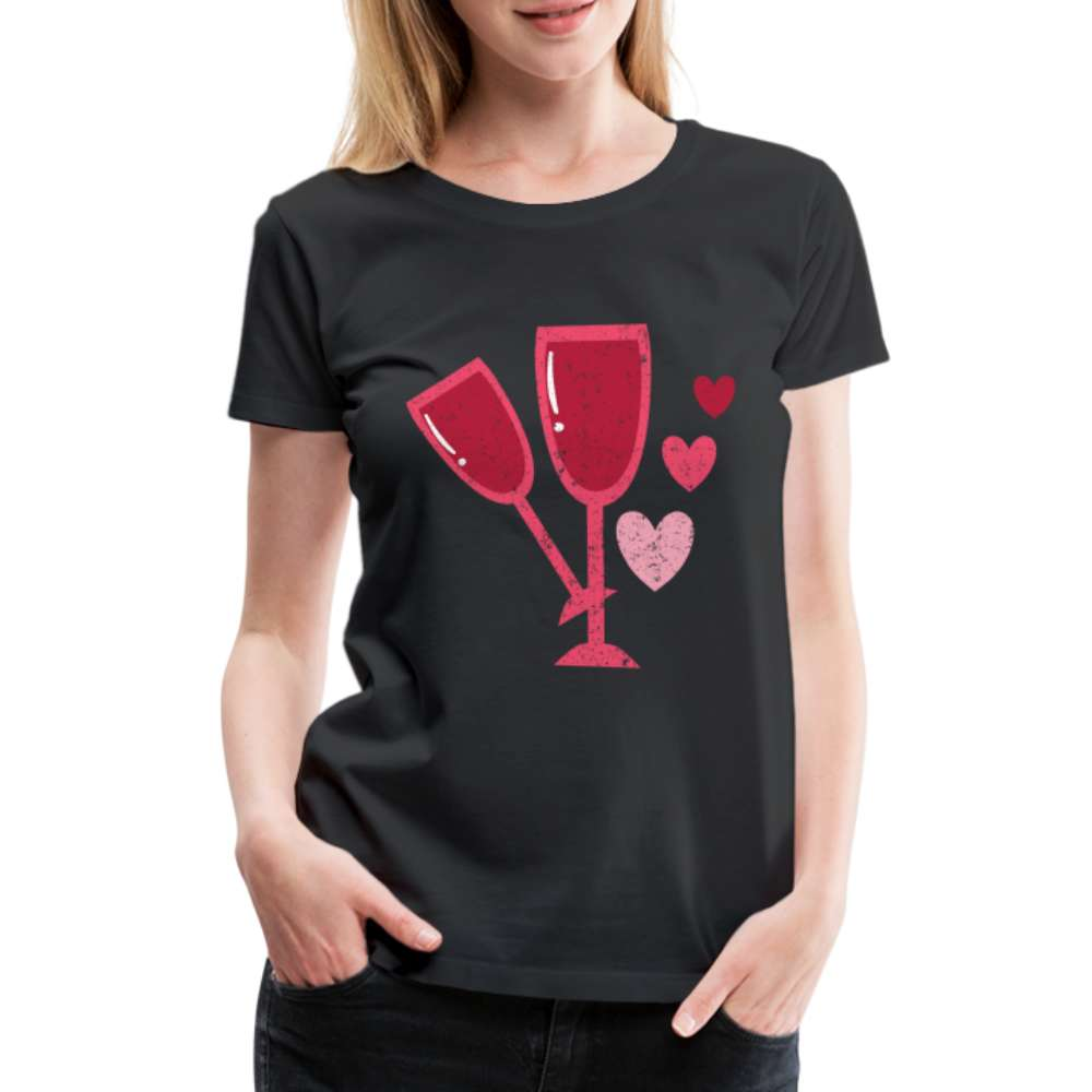 Wein Liebhaberin Wein Gläser und Herzen Frauen Premium T-Shirt - Schwarz