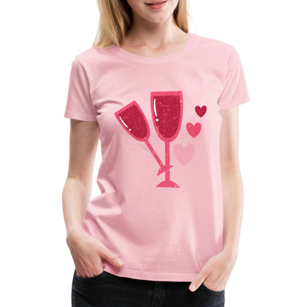 Wein Liebhaberin Wein Gläser und Herzen Frauen Premium T-Shirt - Hellrosa