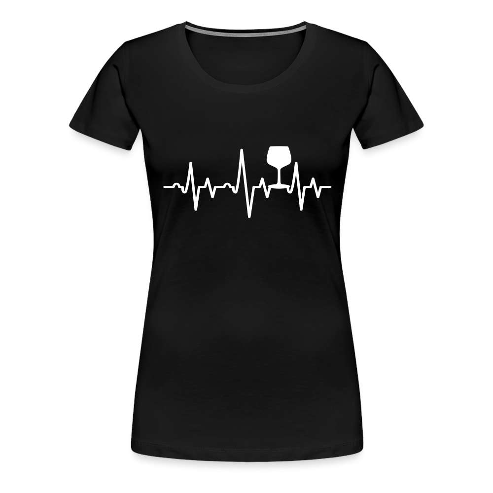 Wein Liebhaberin Wein EKG Herzschlag Frauen Premium T-Shirt - Schwarz