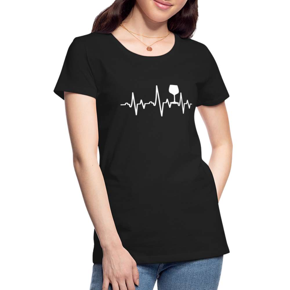 Wein Liebhaberin Wein EKG Herzschlag Frauen Premium T-Shirt - Schwarz