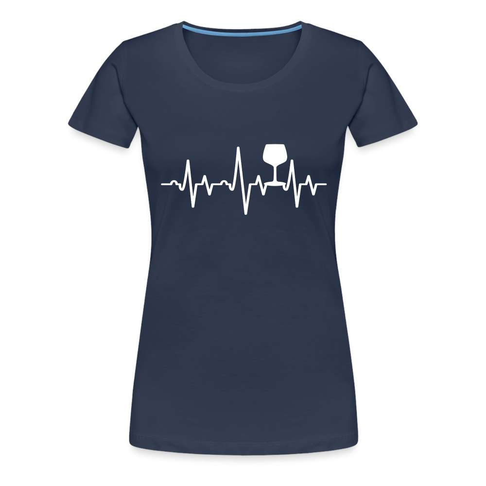Wein Liebhaberin Wein EKG Herzschlag Frauen Premium T-Shirt - Navy