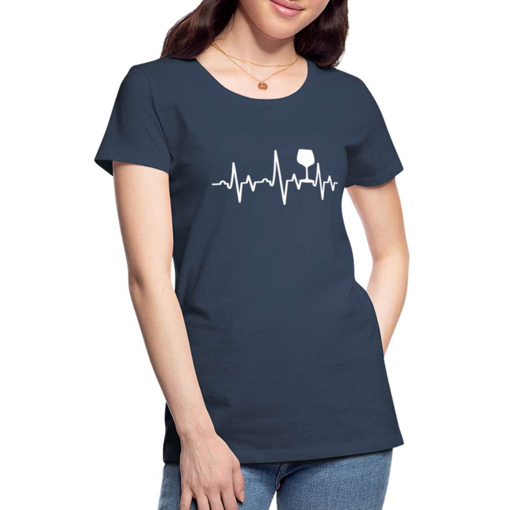Wein Liebhaberin Wein EKG Herzschlag Frauen Premium T-Shirt - Navy