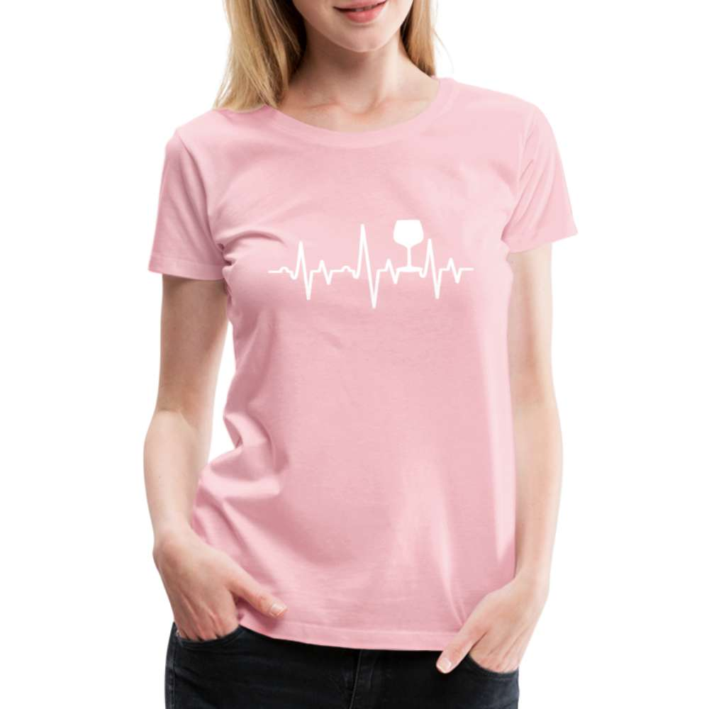 Wein Liebhaberin Wein EKG Herzschlag Frauen Premium T-Shirt - Hellrosa
