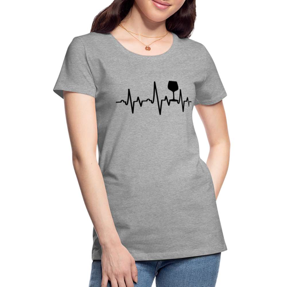 Wein Liebhaberin Wein EKG Herzschlag Frauen Premium T-Shirt - Grau meliert