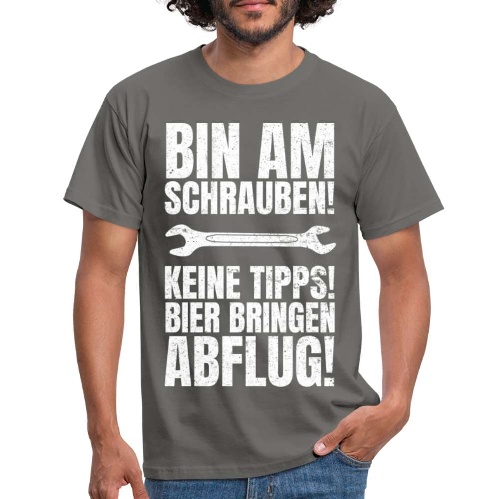 Mechaniker Mechatroniker Shirt - Bin am schrauben - Lustiges T-Shirt - Graphit