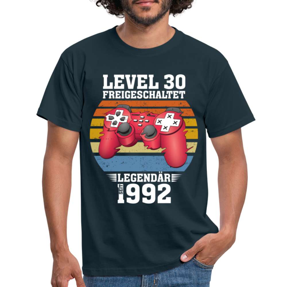 Gamer Geburtstag Shirt Level 30 Legendär seit 1992 T-Shirt - Navy