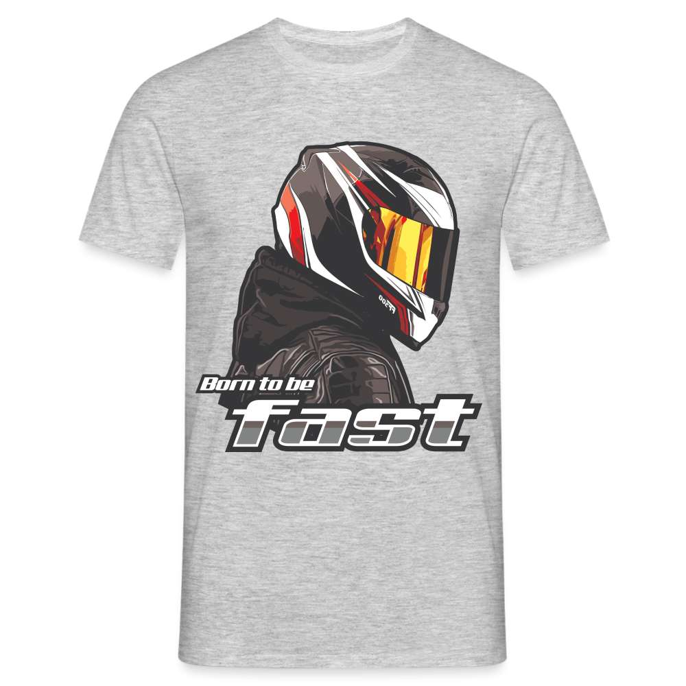 Motorradfahrer Biker Helm Born To Be Fast Geschenk T-Shirt - Grau meliert