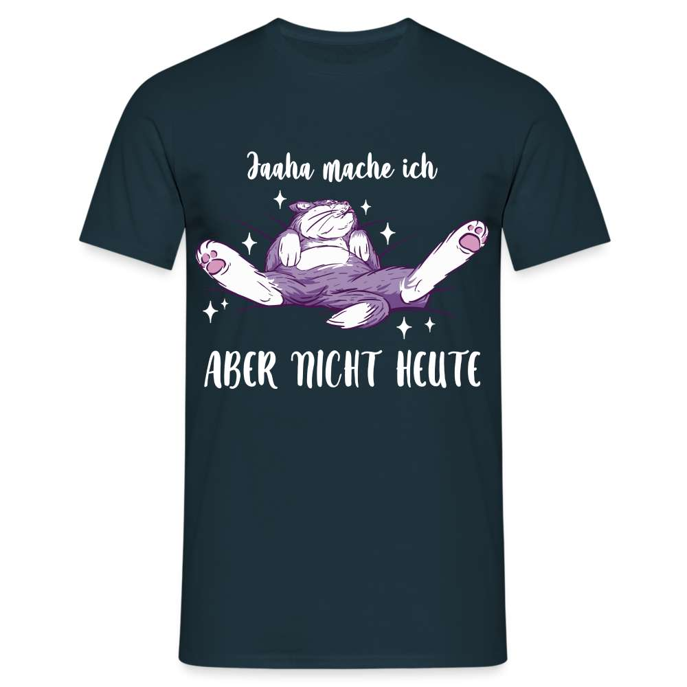 Faule Katze Mache ich nur nicht Heute Lustiges T-Shirt - Navy