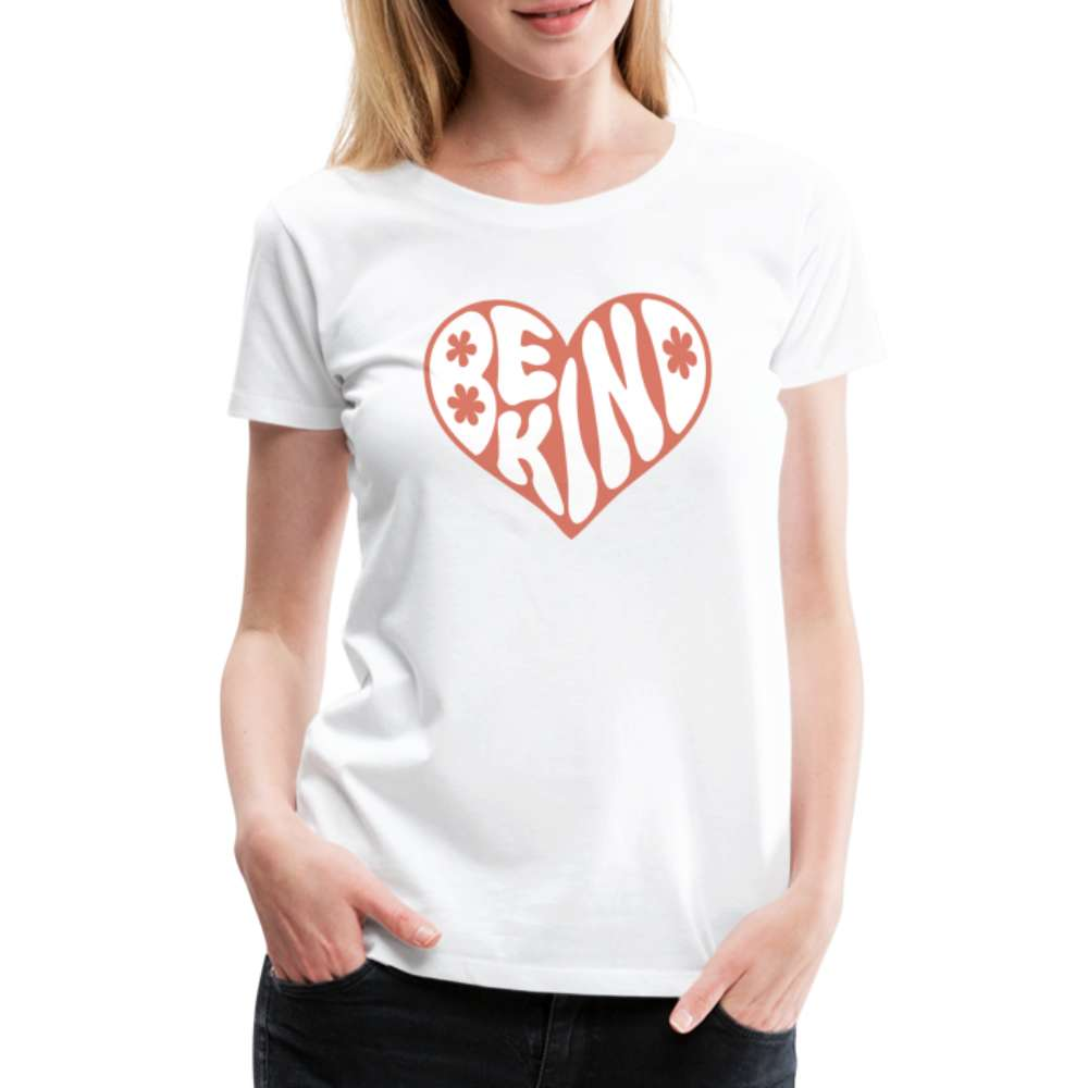 Be Kind Herz 70er Style Frauen Premium T-Shirt - weiß