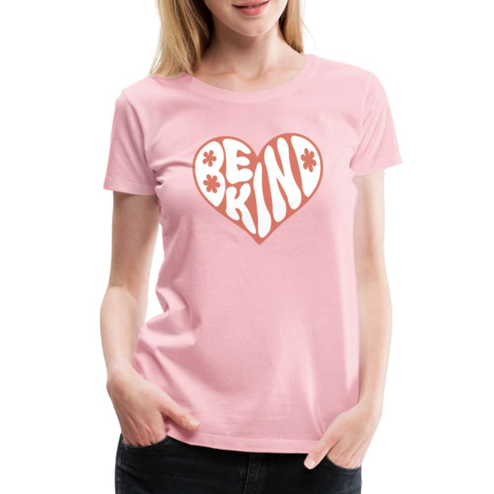 Be Kind Herz 70er Style Frauen Premium T-Shirt - Hellrosa