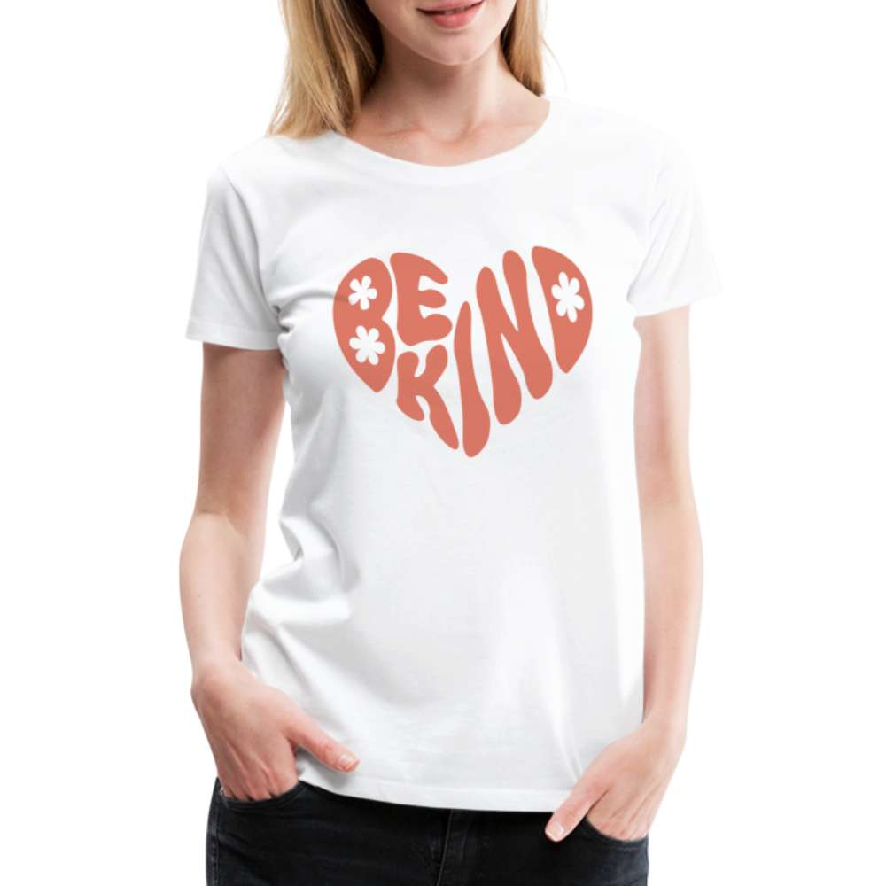 Be Kind Herz 70er Style Frauen Premium T-Shirt - weiß