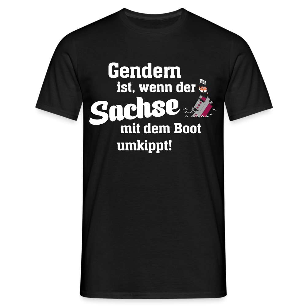 Gendern auf Sächsisch Lustiges T-Shirt - Schwarz