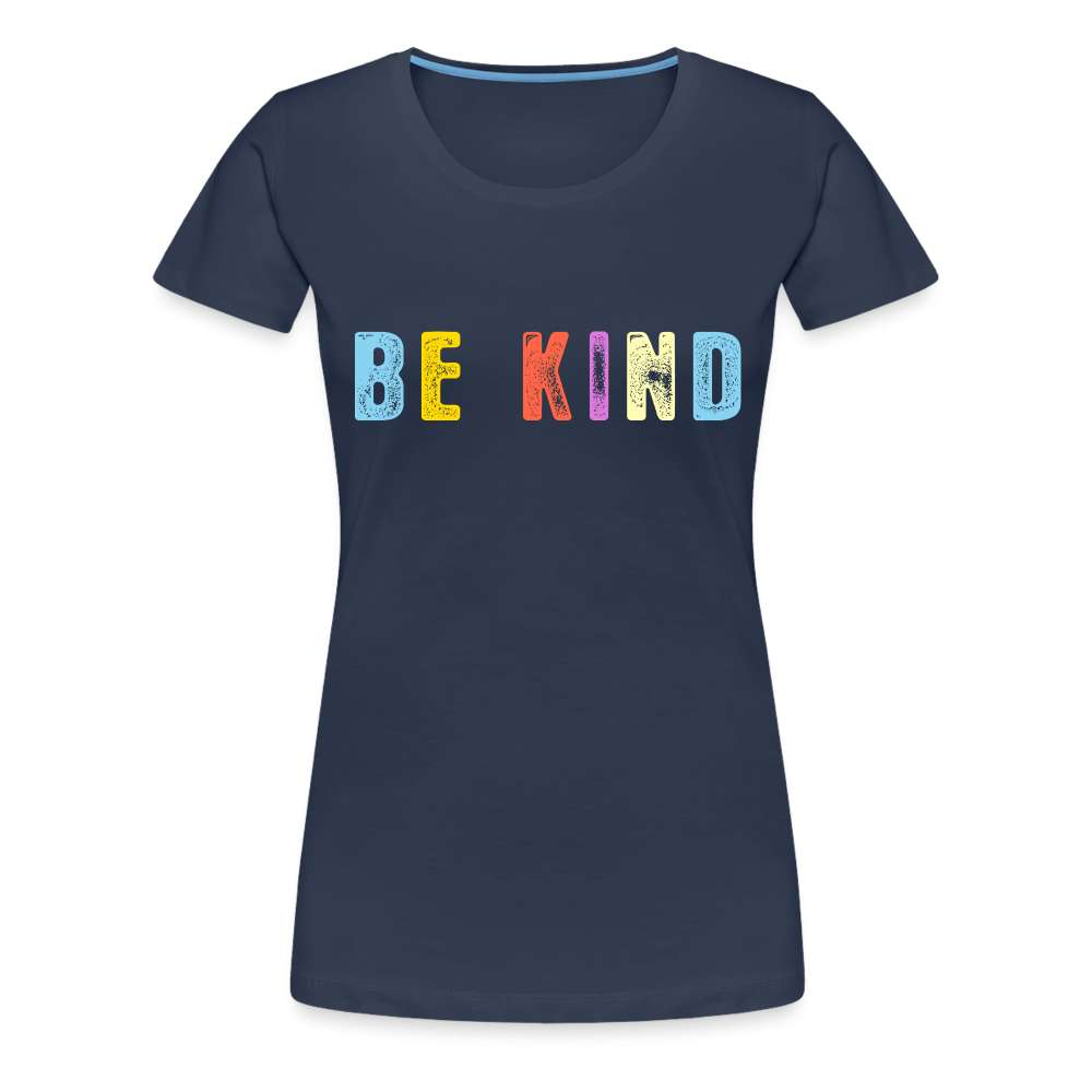 BE KIND Retro Vintage Style Frauen Premium T-Shirt - Navy