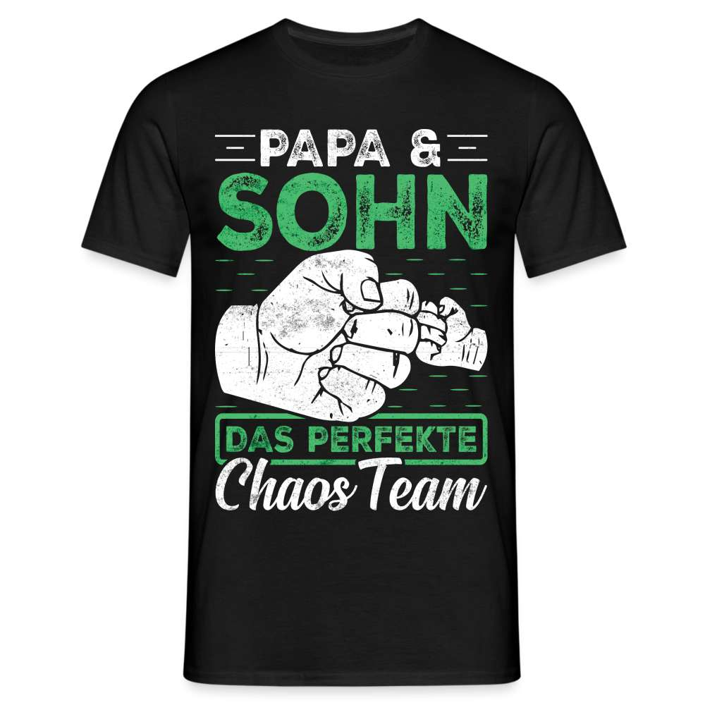 Papa Vatertag Vater und Sohn das perfekte Chaos Team Lustiges T-Shirt - Schwarz