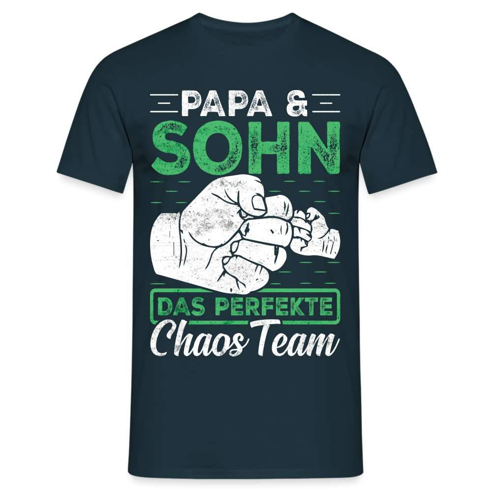 Papa Vatertag Vater und Sohn das perfekte Chaos Team Lustiges T-Shirt - Navy