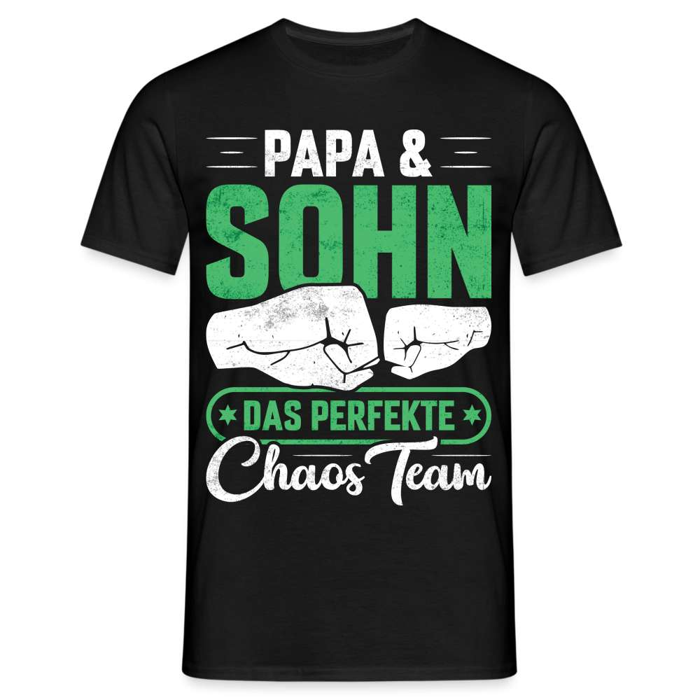 Papa Vatertag Vater und Sohn das perfekte Chaos Team Lustiges T-Shirt - Schwarz