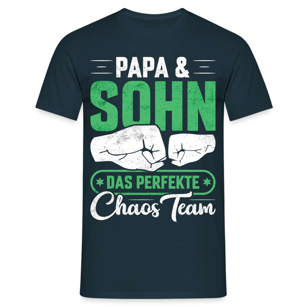 Papa Vatertag Vater und Sohn das perfekte Chaos Team Lustiges T-Shirt - Navy