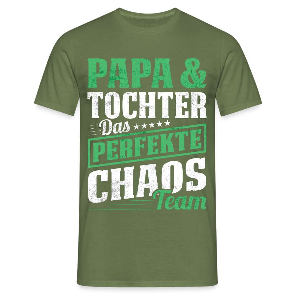 Papa Vatertag Papa und Tochter das perfekte Chaos Team Lustiges T-Shirt - Militärgrün