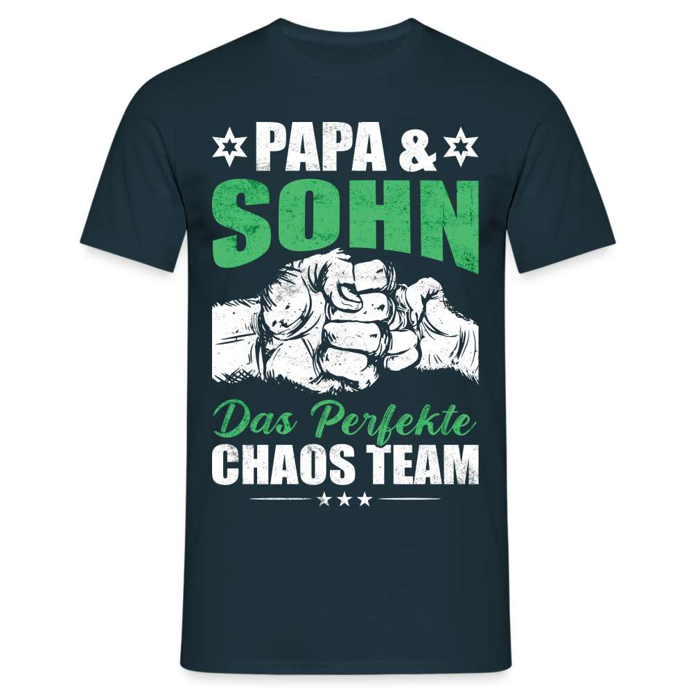 Papa Vatertag Vater und Sohn das perfekte Chaos Team Lustiges T-Shirt - Navy