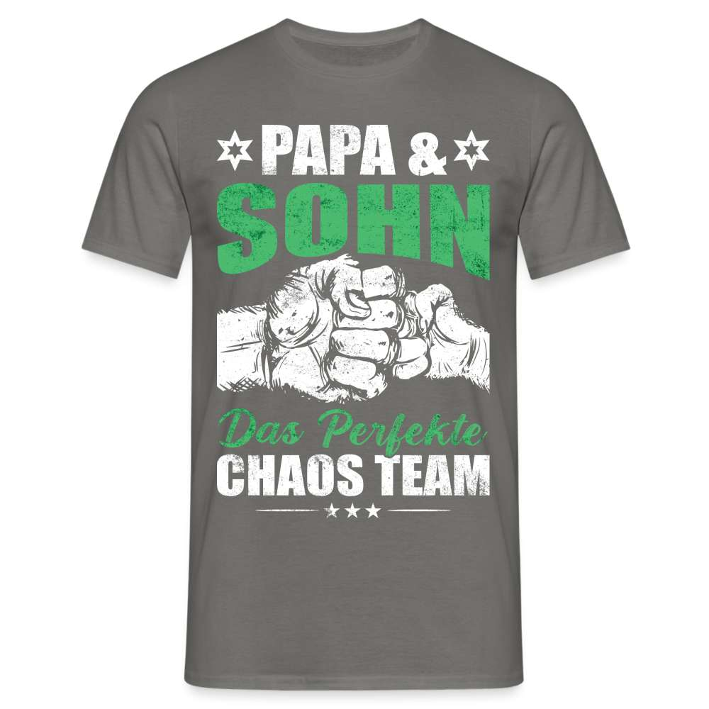 Papa Vatertag Vater und Sohn das perfekte Chaos Team Lustiges T-Shirt - Graphit