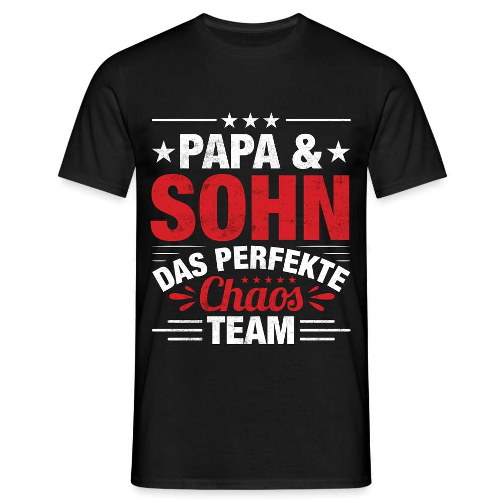 Papa Vatertag Vater und Sohn das perfekte Chaos Team Lustiges T-Shirt - Schwarz