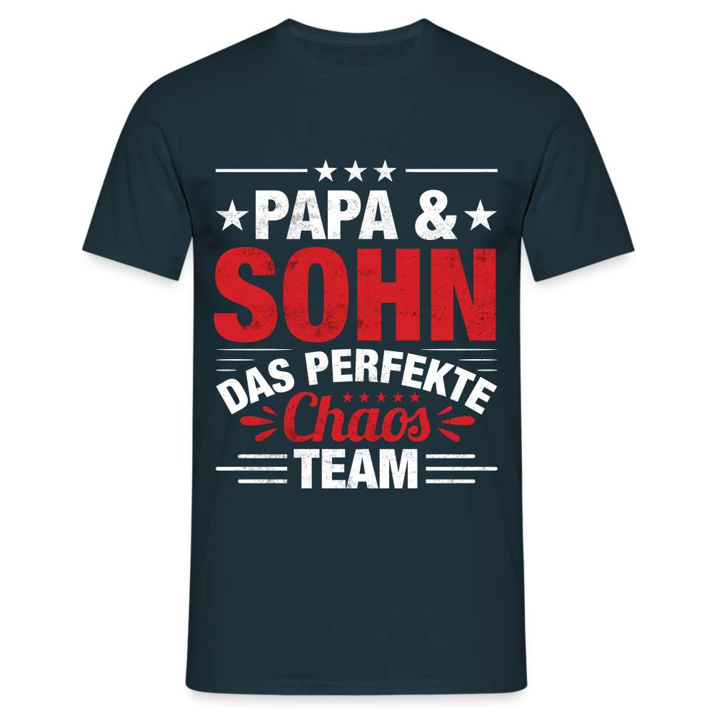Papa Vatertag Vater und Sohn das perfekte Chaos Team Lustiges T-Shirt - Navy