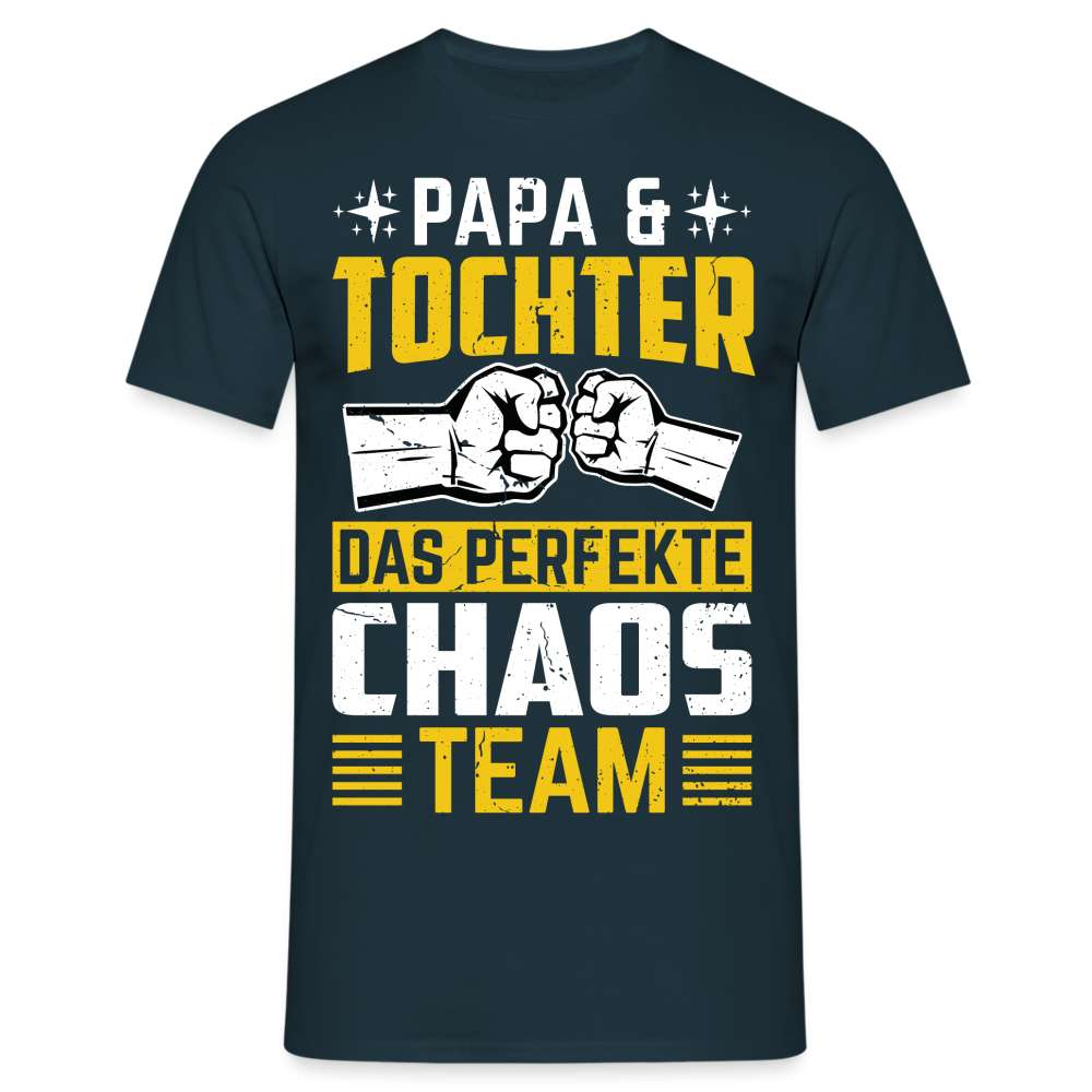 Papa Vatertag Papa und Tochter das perfekte Chaos Team Lustiges T-Shirt - Navy