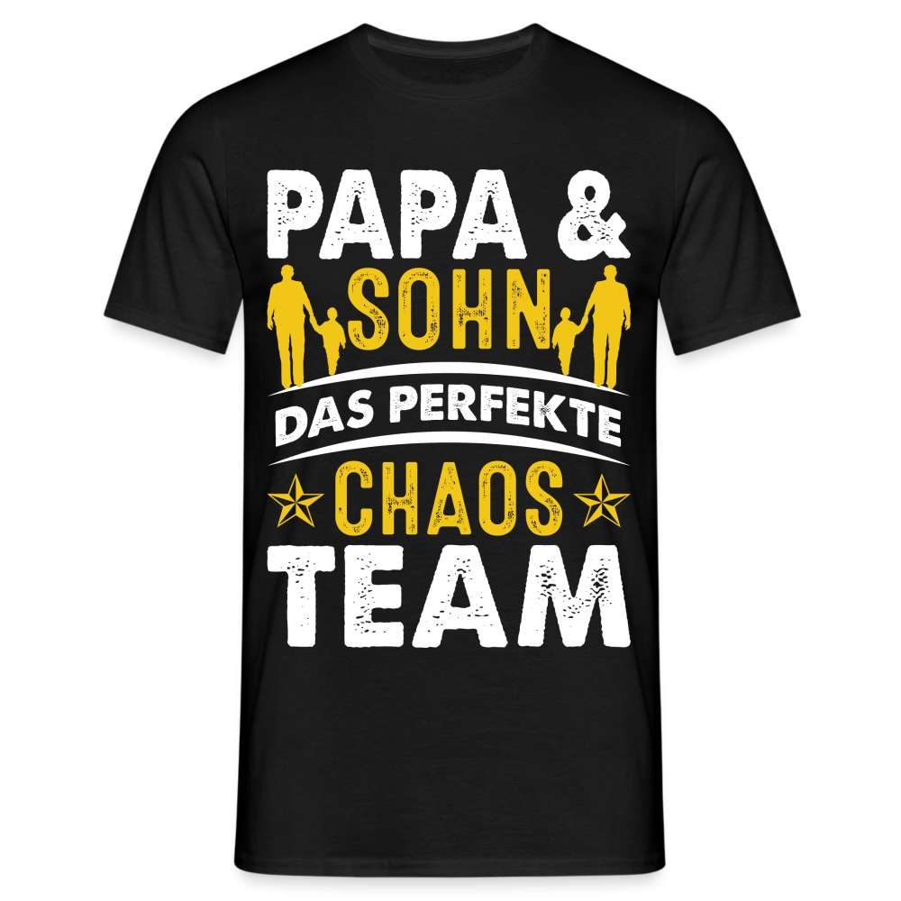 Papa Vatertag Vater und Sohn das perfekte Chaos Team Lustiges T-Shirt - Schwarz
