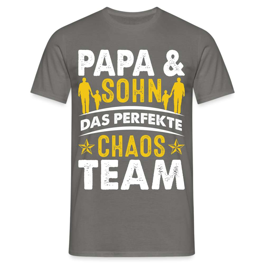 Papa Vatertag Vater und Sohn das perfekte Chaos Team Lustiges T-Shirt - Graphit