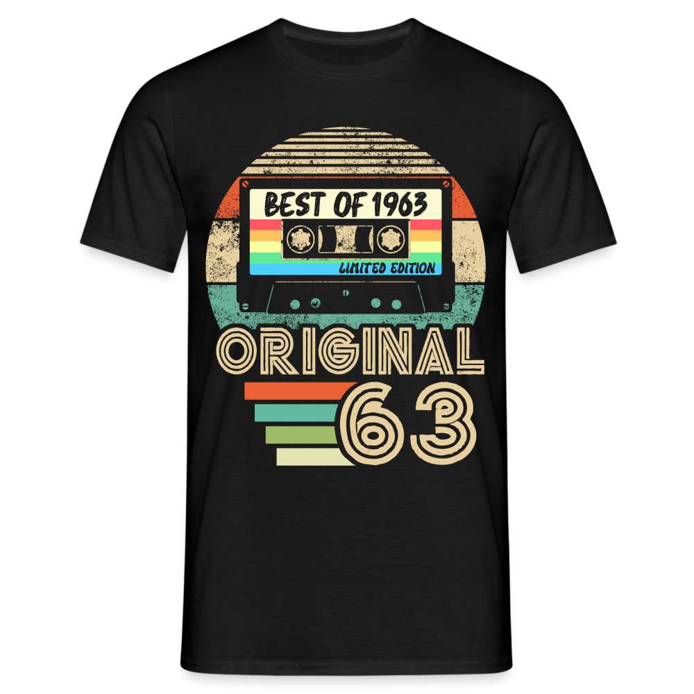 60. Geburtstag Geboren 1963 Retro Kassette Geschenk T-Shirt - Schwarz
